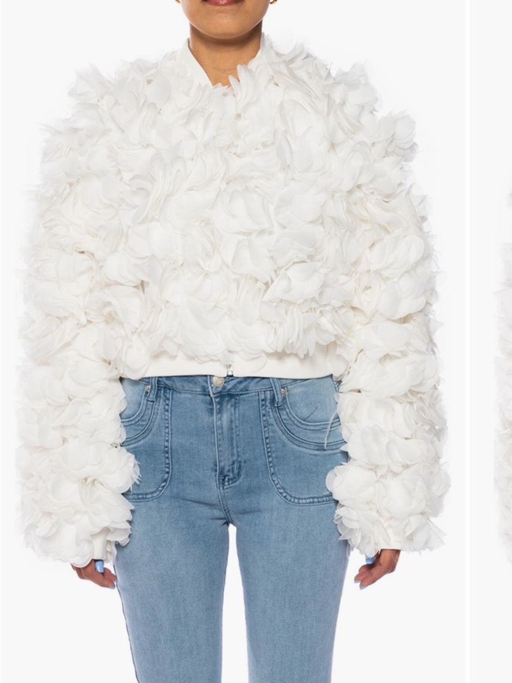 Flower crop bomber jacket